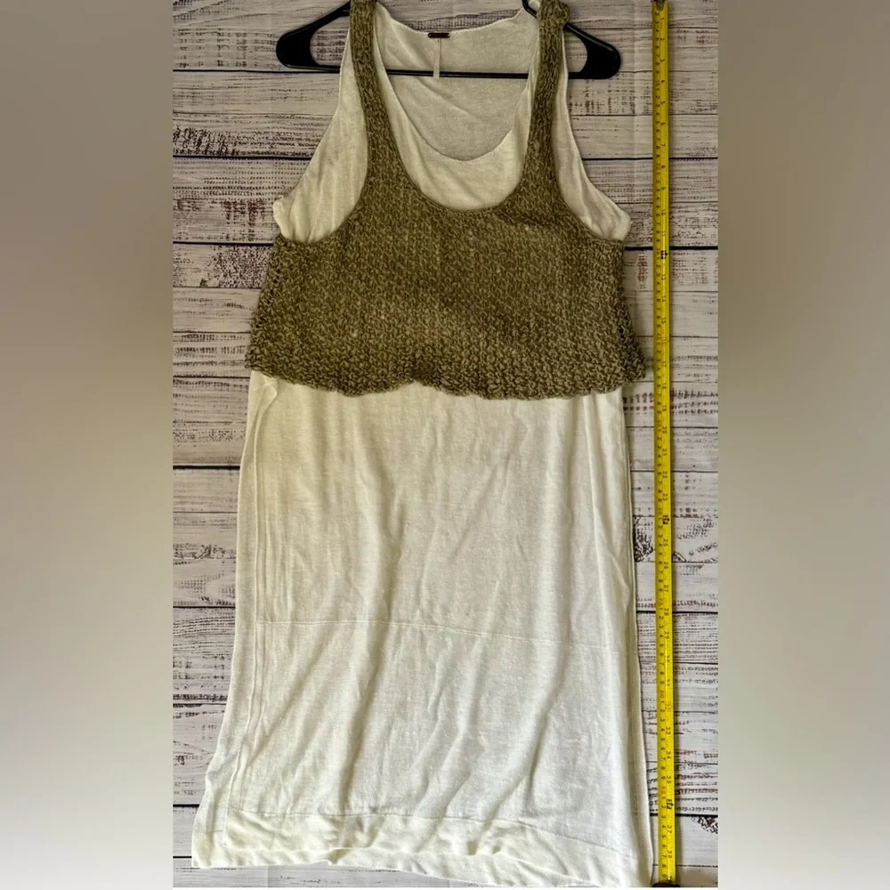Free People Green & White Sweater Tank Dress - Picture 1 of 8